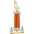 Premium Single Orange Carbon Fiber Victory Football Trophy