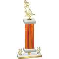 Premium Single Orange Carbon Fiber Year Football Trophy