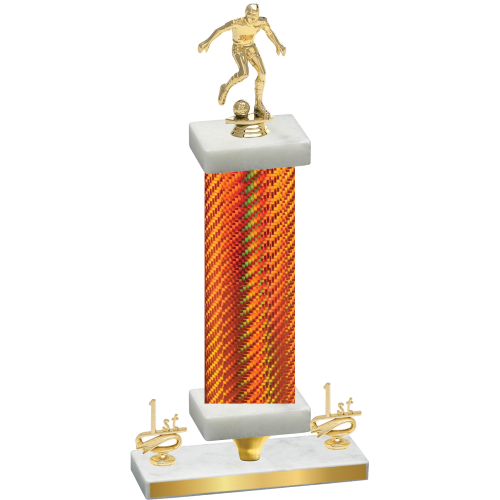 Premium Single Orange Carbon Fiber First Place Soccer Trophy