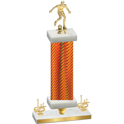 Premium Single Orange Carbon Fiber First Place Soccer Trophy