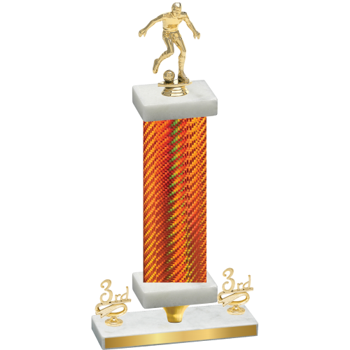 Premium Single Orange Carbon Fiber Third Place Soccer Trophy