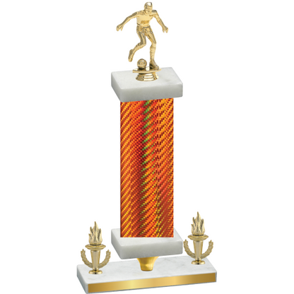 Premium Single Orange Carbon Fiber Victory Soccer Trophy