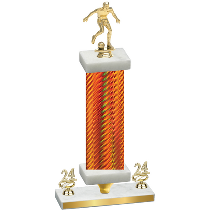 Premium Single Orange Carbon Fiber Year Soccer Trophy
