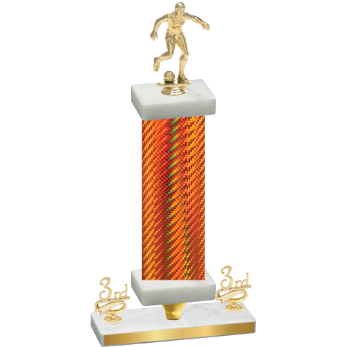 Premium Single Orange Carbon Fiber Third Place Soccer Trophy