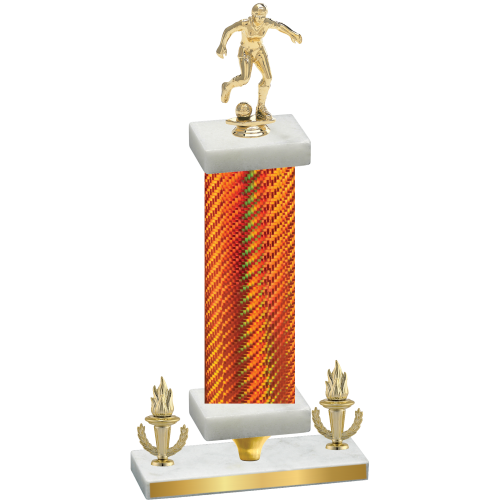 Premium Single Orange Carbon Fiber Victory Soccer Trophy