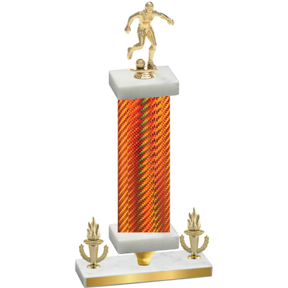 Premium Single Orange Carbon Fiber Victory Soccer Trophy