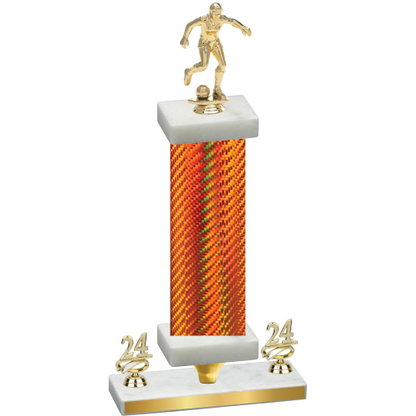 Premium Single Orange Carbon Fiber Year Soccer Trophy