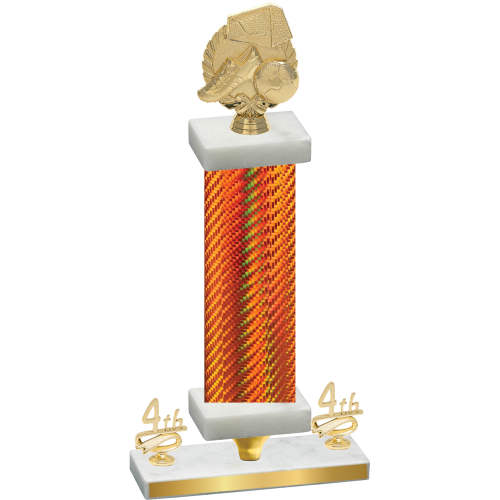 Premium Single Orange Carbon Fiber Fourth Place Soccer Trophy