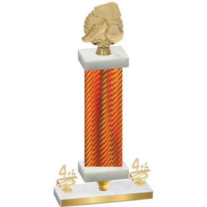 Premium Single Orange Carbon Fiber Fourth Place Soccer Trophy