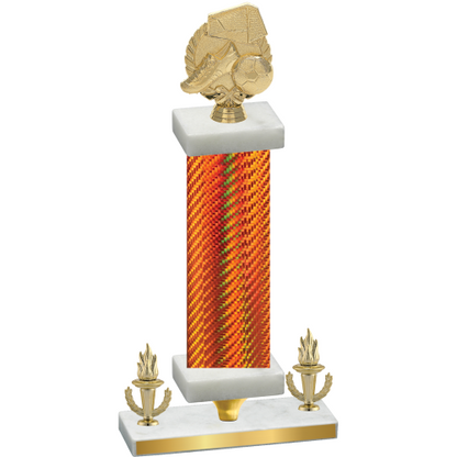 Premium Single Orange Carbon Fiber Victory Soccer Trophy