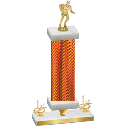 Premium Single Orange Carbon Fiber First Place Rugby Trophy