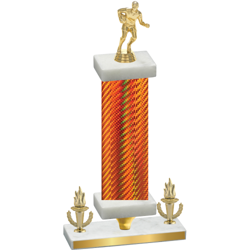 Premium Single Orange Carbon Fiber Victory Rugby Trophy