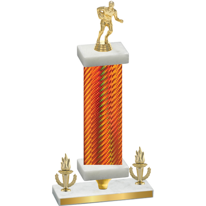 Premium Single Orange Carbon Fiber Victory Rugby Trophy