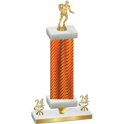 Premium Single Orange Carbon Fiber Year Rugby Trophy