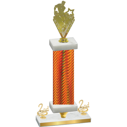 Premium Single Orange Carbon Fiber Second Place Rugby Trophy