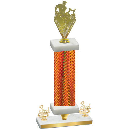 Premium Single Orange Carbon Fiber Third Place Rugby Trophy