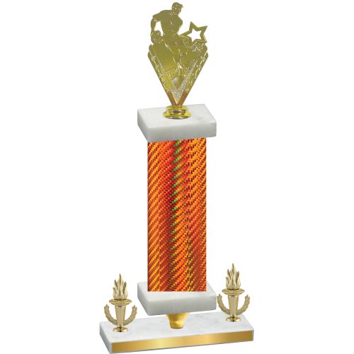 Premium Single Orange Carbon Fiber Victory Rugby Trophy