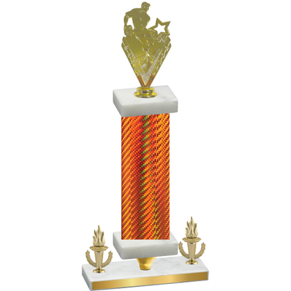 Premium Single Orange Carbon Fiber Victory Rugby Trophy