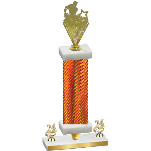Premium Single Orange Carbon Fiber Year Rugby Trophy