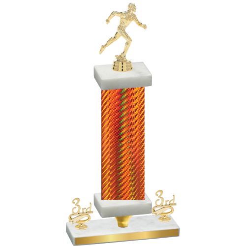 Premium Single Orange Carbon Fiber Third Place Running Trophy