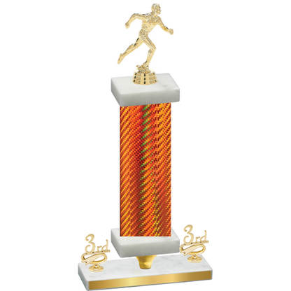 Premium Single Orange Carbon Fiber Third Place Running Trophy