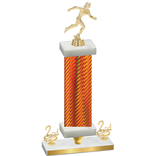 Premium Single Orange Carbon Fiber Second Place Running Trophy