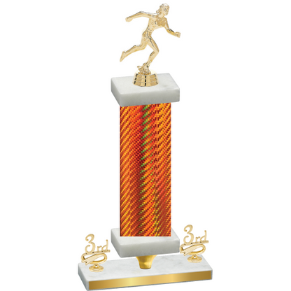 Premium Single Orange Carbon Fiber Third Place Running Trophy