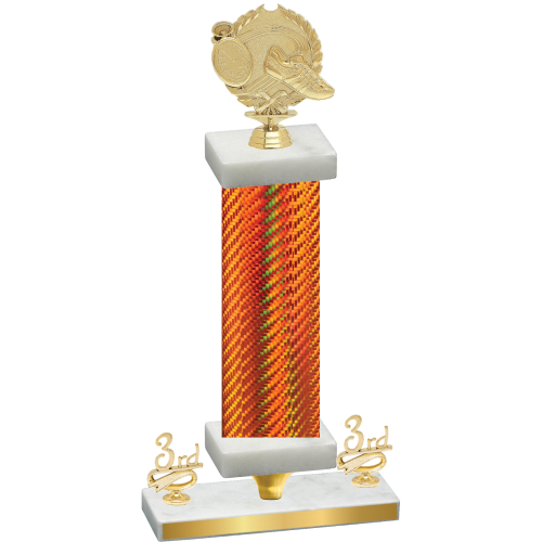 Premium Single Orange Carbon Fiber Third Place Running Trophy