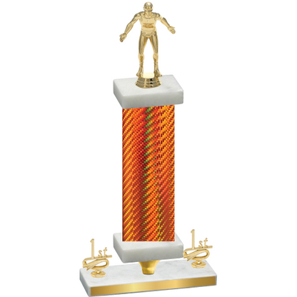 Premium Single Orange Carbon Fiber First Place Wrestling Trophy