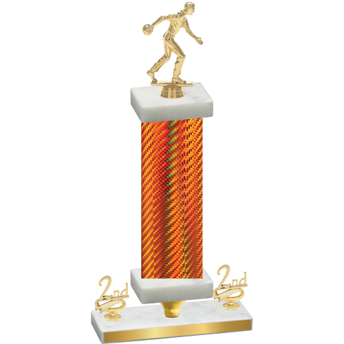 Premium Single Orange Carbon Fiber Second Place Bowling Trophy