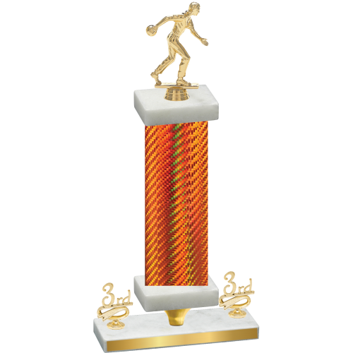Premium Single Orange Carbon Fiber Third Place Bowling Trophy