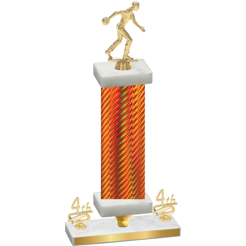 Premium Single Orange Carbon Fiber Fourth Place Bowling Trophy
