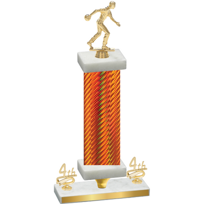 Premium Single Orange Carbon Fiber Fourth Place Bowling Trophy