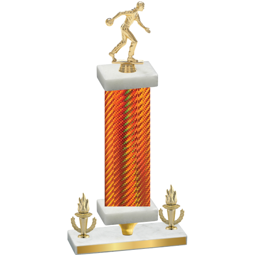 Premium Single Orange Carbon Fiber Victory Bowling Trophy