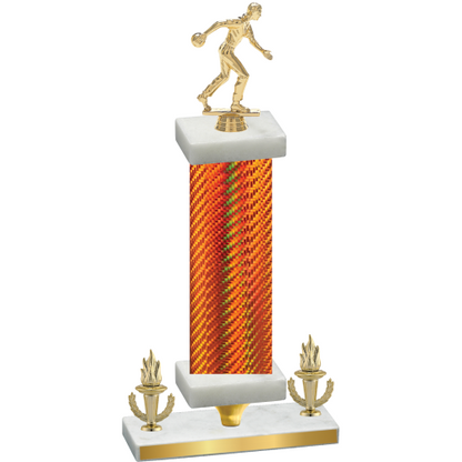 Premium Single Orange Carbon Fiber Victory Bowling Trophy
