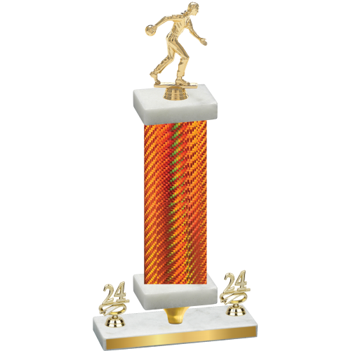Premium Single Orange Carbon Fiber Year Bowling Trophy