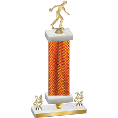 Premium Single Orange Carbon Fiber Year Bowling Trophy