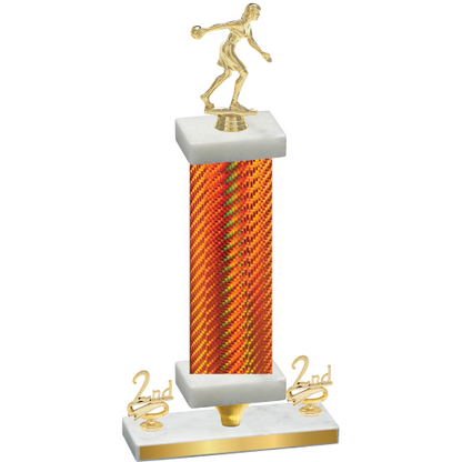 Premium Single Orange Carbon Fiber Second Place Bowling Trophy