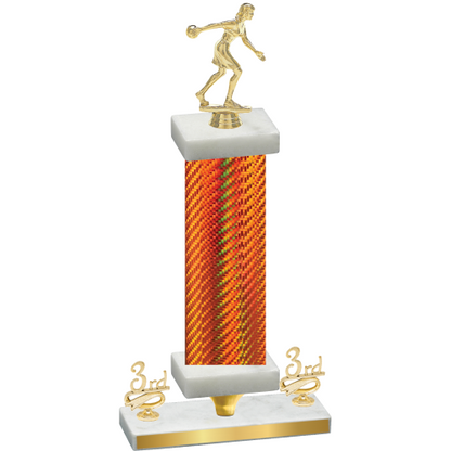 Premium Single Orange Carbon Fiber Third Place Bowling Trophy