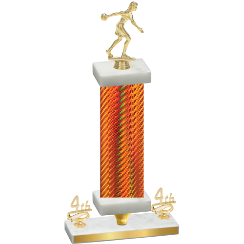 Premium Single Orange Carbon Fiber Fourth Place Bowling Trophy