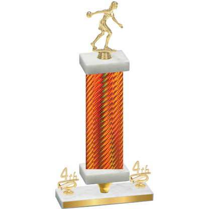 Premium Single Orange Carbon Fiber Fourth Place Bowling Trophy
