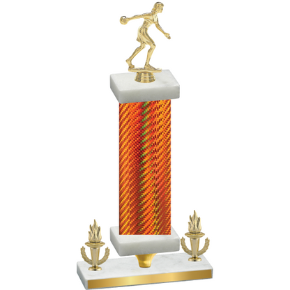 Premium Single Orange Carbon Fiber Victory Bowling Trophy