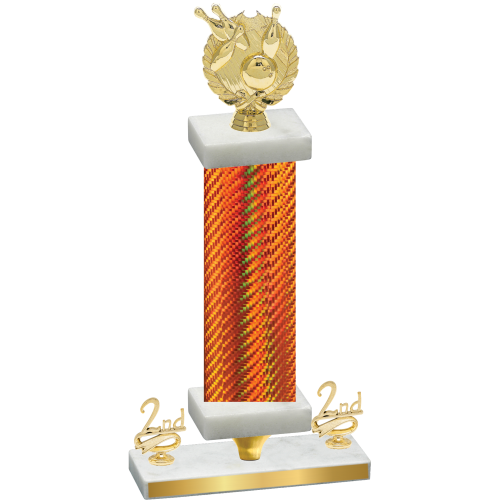 Premium Single Orange Carbon Fiber Second Place Bowling Trophy