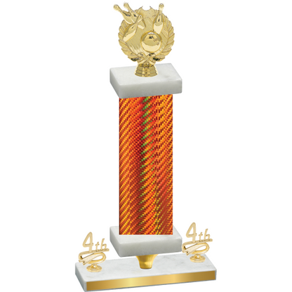 Premium Single Orange Carbon Fiber Fourth Place Bowling Trophy