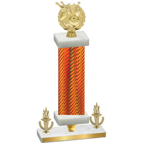 Premium Single Orange Carbon Fiber Victory Bowling Trophy