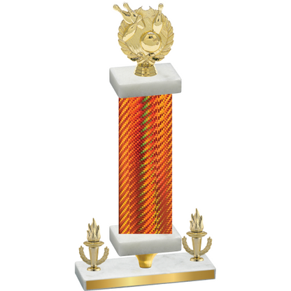 Premium Single Orange Carbon Fiber Victory Bowling Trophy