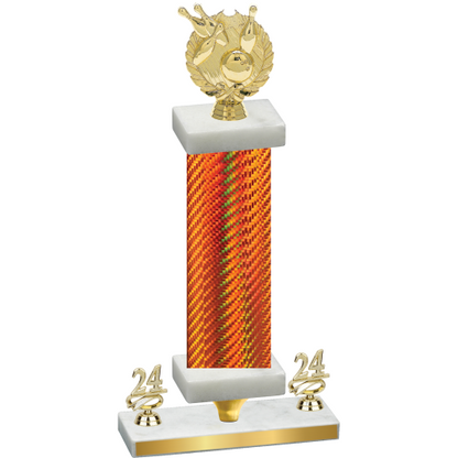 Premium Single Orange Carbon Fiber Year Bowling Trophy