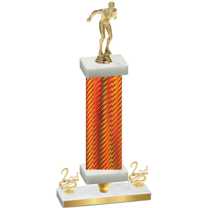 Premium Single Orange Carbon Fiber Second Place Swimming Trophy