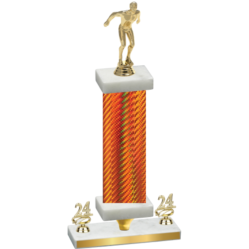 Premium Single Orange Carbon Fiber Year Swimming Trophy