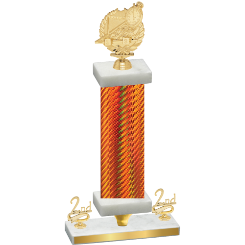 Premium Single Orange Carbon Fiber Second Place Swimming Trophy